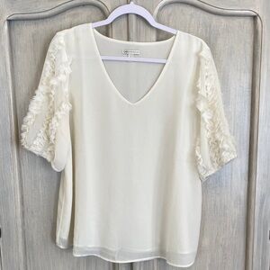 Cato  Cream Ruffle Sleeve Blouse